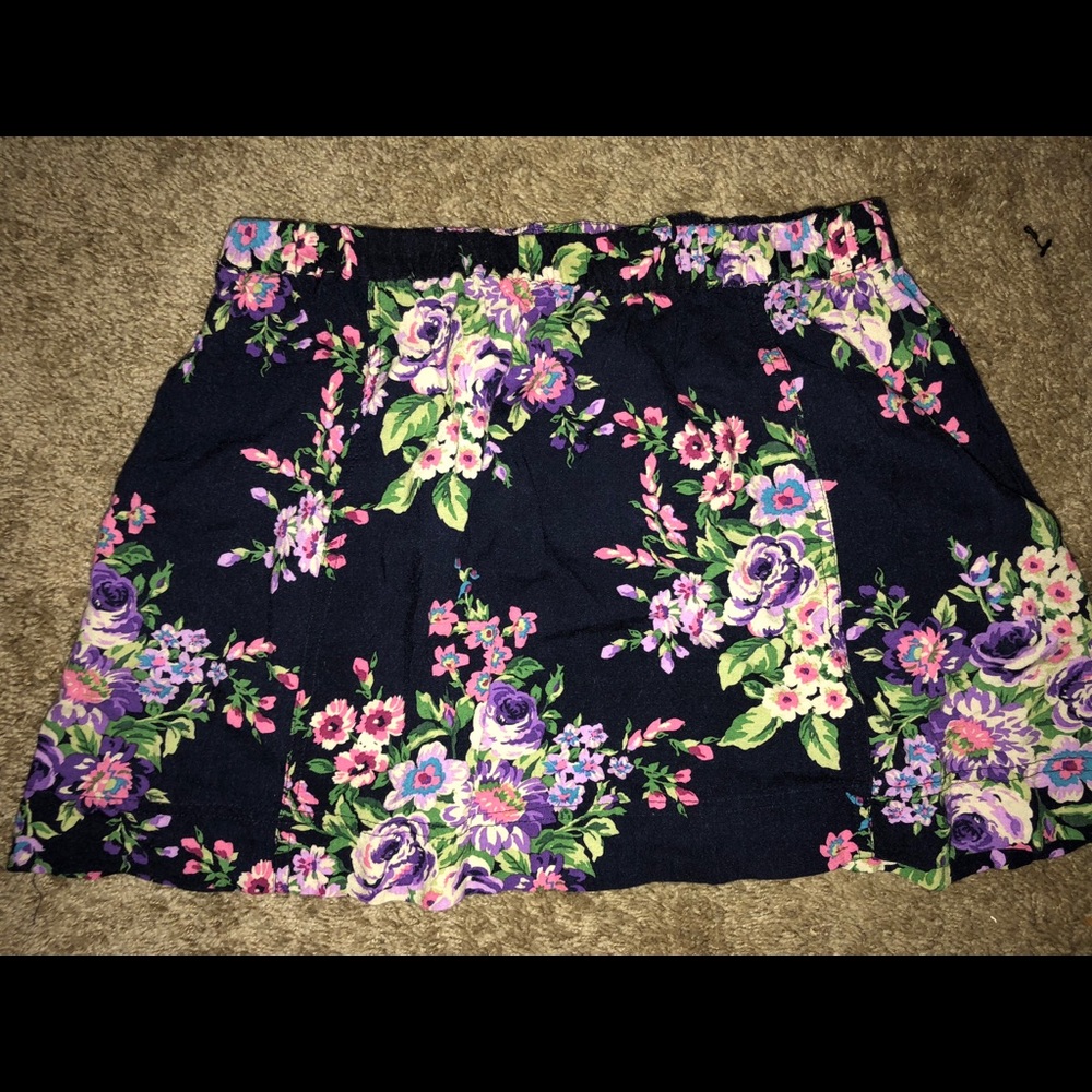 Navy blue floral skirt